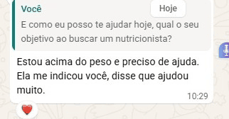 Depoimento de paciente indicando o acompanhamento